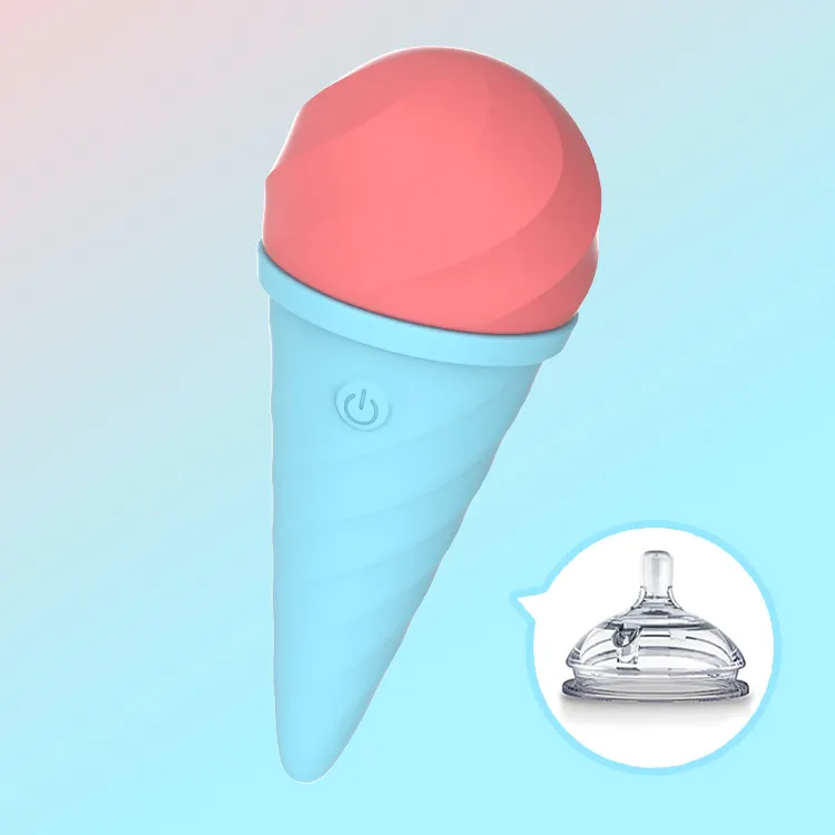 10 가지 속도 진동 모드가있는 휴대용 아이스크림 콘 진동기 음핵 자극기를 위해 비명을 지르다