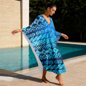 Kaftan <span class=keywords><strong>de</strong></span> plage ODM pour femme, cache-maillot <span class=keywords><strong>de</strong></span> <span class=keywords><strong>bain</strong></span> imprimé à motif géométrique, chemisier <span class=keywords><strong>de</strong></span> plage - Product Image 6