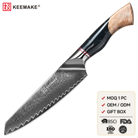 Couteau de chef Gyuto de 6 pouces avec cœur en acier Damas VG10, ultra-affûté, couteau de cuisine japonais avec manche en bois stabilisé et résine