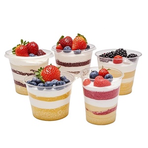 Bocal en plastique à paroi unique avec logo personnalisé, couvercle de tasses à dessert en PP, cuillère, cuisson, <span class=keywords><strong>yaourt</strong></span>, crème glacée, pouding, gâteau <span class=keywords><strong>au</strong></span> lait, service divers - Product Image 2