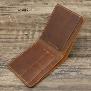 Portefeuille en cuir véritable Crazy Horse à deux volets FSW358, fabrication artisanale vintage, porte-cartes pour homme, portefeuille en cuir véritable - Product Image 5