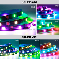 Bande LED intelligente RGB WS2812B, lumière LED adressable individuellement, 30/60/144 LED, PCB noir/blanc, étanche IP30/65/67, DC5V