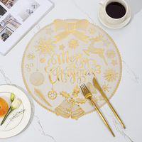 Napperons créatifs à motif pivoine, style nordique, pour table à manger, sous-verres décoratifs dorés, tapis imperméables en PVC pour la maison