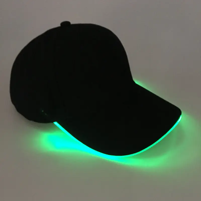 Vendita calda Custom in fibra ottica LED luce lampeggiante tappi sport all'aperto cappellino da Baseball LED