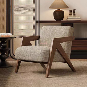 Fauteuil simple Richard en bois massif, fait main, pour salon - Product Image 2
