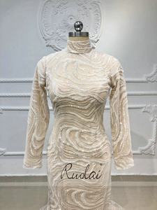 Ruolai OEV-L4311 Elegante High Neck Lange Ärmel Pailletten Abendkleider Meerjungfrau Ballkleider Frauen Party - Product Image 2