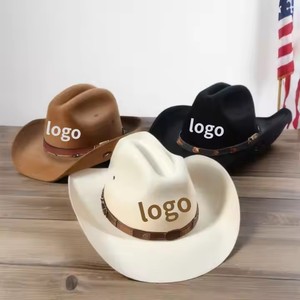 Sombrero Vaquero De Fieltro Unisex Con Ala Ancha De 7 Cm, Protección Solar Y Estilo Western