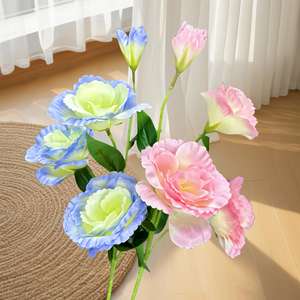 Elegante Real Touch Rosa Blanco Tallo largo Flor artificial Flor decorativa <span class=keywords><strong>Eustoma</strong></span> <span class=keywords><strong>Grandiflorum</strong></span> para la decoración de la boda - Product Image 2
