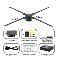 Ventilador Proyector LED de Hologramas 3D de 52 cm, Pantalla Animada Giratoria para Publicidad con Tarjeta SD para Educación, Proveedor OEM