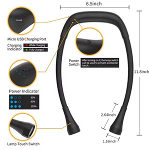 Goldmore2, luz LED recargable para libro, 2 manos libres, luz <span class=keywords><strong>de</strong></span> lectura ligera para el cuello, 3 colores, lectura en cama, Clip <span class=keywords><strong>de</strong></span> <span class=keywords><strong>punto</strong></span> <span class=keywords><strong>de</strong></span> <span class=keywords><strong>cruz</strong></span> - Product Image 3