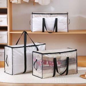 PP PE <b>Heavy</b> Duty Moving Bags Extra Large Clear Storage Bags with Zipper and Handles - Product Image 3