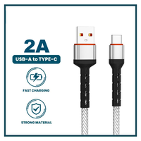 Kabel USB ke Type-C Xput 2A 10W dengan Jaket PVC Berlapis Nilon untuk IOS dan Komputer, Garansi 12 Bulan, Pengisian Daya Super Cepat