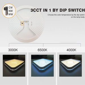 Plafonnier carré moderne en plastique pour intérieur, avec <span class=keywords><strong>ampoule</strong></span> LED 3 CCT, douille remplaçable E27/E26/B22, télécommande AC, IP20 - Product Image 4