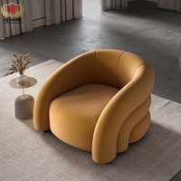 HJ HOME Chaises d'appoint simples nordiques pour hôtel Chaise de salon Canapé Chambre à coucher Balcon Salle de lecture Chaise paresseuse en velours jaune