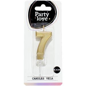 Vela de Cumpleaños con Número 7 Dorado de Party Love, 4.5 cm - Product Image 3