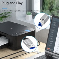 Cable de Impresora USB 3.0 a Macho Cuadrado, Cable de Datos de Alta Velocidad, Cable de Extensión de Transmisión de Datos para Computadora de Macho A a Macho B