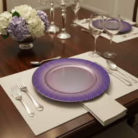 Assiette de présentation de luxe élégante de 13 pouces, motif personnalisé, durable et réutilisable pour mariages, anniversaires, dîners et hôtels