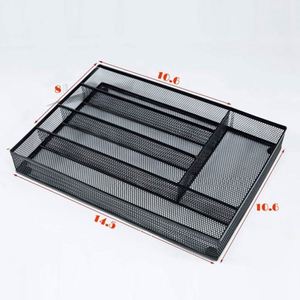Metal <b>Large</b> Cutlery Tray Rectangle <b>Desk</b> Organizer Utensil Holder - Product Image 4