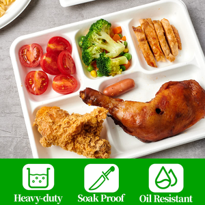 Disposable Cheese Dip & Sushi <b>Tray</b> 2 Compartment Sugarcane Bagasse <b>Snack</b> Container for Nachos Chewing Gum - Product Image 5
