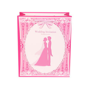 FB25 Eleganti Sacchetti Bomboniera con Design Silhouette di Coppia, Sacchetti Regalo in Carta <span class=keywords><strong>Rosa</strong></span> e Viola per Eventi Nuziali - Product Image 1