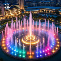 Fuente de Agua de Dos Niveles para Exteriores, Lámpara LED Colorida, Fuente de Acero Inoxidable para Paisajes, Decoración para Calles Comerciales y Parques