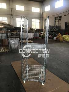 Fabrieksgecustomizeerde verzinkte inklapbare logistieke draagbare verplaatsbare metalen rolbeveiligingsstapelbare magazijnkooi-trolley - Product Image 3