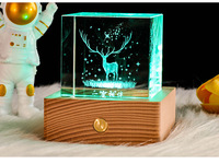 Amour Coeur Lune Forme blanc Cristal Cubes 3d gravé cristal cube led lumière base cristal cube photo affichage