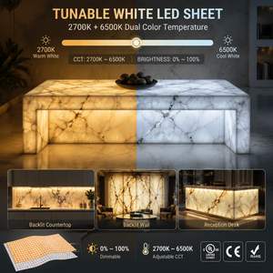 Bandes LED flexibles réglables 2700K 6000K à tonalité variable 24V, rétroéclairage dimmable <span class=keywords><strong>pour</strong></span> comptoirs en pierre commerciaux, panneau lumineux LED flexible - Product Image 1
