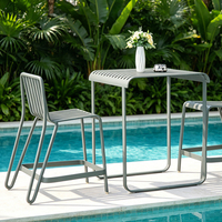 Table de bar rectangulaire commerciale en aluminium, table haute étroite pour balcon ou fenêtre, combinaison table et chaises de café