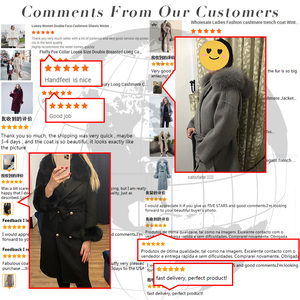 Janefur Winter Handmade Short Alpaca Fur Coats <strong>Women</strong> Zipper up Cashmere Wool Coat Soft Wool <strong>Peacoat</strong> With Fox Fur Collar - Product Image 4