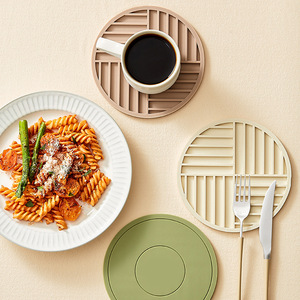 Heat Resistant Silicone Placemat Round Solid Color Durable For Pot Bowl Table Use - Product Image 2