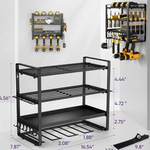 Heavy Duty Thicken Wall Mounted 4 Layer Universal Cordless Power <b>Tool</b> Battery Organizer Holder Storage <b>Rack</b> for Cordless Drill - Product Image 3