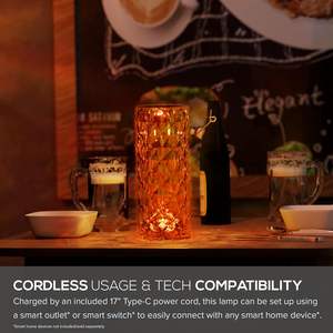 โคมไฟตั้งโต๊ะคริสตัลรูปดอกกุหลาบแบบชาร์จไฟได้ ไฟกลางคืนสำหรับห้องนอน ไฟหัวเตียงแบบสัมผัส LED อะคริลิคใส ทันสมัย ขายส่ง ราคาพิเศษ 75 - Product Image 4