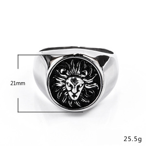 Anello da Uomo con <span class=keywords><strong>Testa</strong></span> di <span class=keywords><strong>Leone</strong></span>, Incisione di Precisione, Lucidatura, Anelli Hiphop per Matrimonio e Fidanzamento in Acciaio Inossidabile 316L con Zinco Nero - Product Image 4