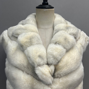 Jancoco Nouvelle Mode Hiver <span class=keywords><strong>Gilet</strong></span> <span class=keywords><strong>Long</strong></span> en Laine pour <span class=keywords><strong>Femme</strong></span> <span class=keywords><strong>avec</strong></span> <span class=keywords><strong>Ceinture</strong></span> et Détails en Fourrure, en Laine Cousue et Véritable Fourrure de Lapin Rex - Product Image 4