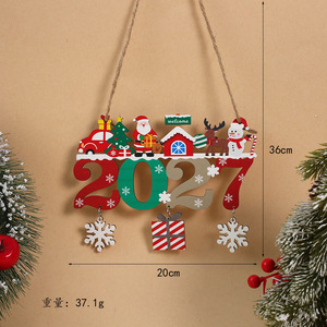 Adorno Navideño Colgante de Madera 2027, Letrero de Bienvenida con Santa, Reno y Muñeco de Nieve, Decoración para Árbol de Navidad, para Fiestas en Casa - Product Image 1