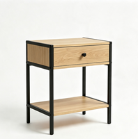 Table de chevet moderne industrielle en bois et métal avec 1 tiroir, meuble de chevet pour chambre à coucher, table d'appoint pour la maison