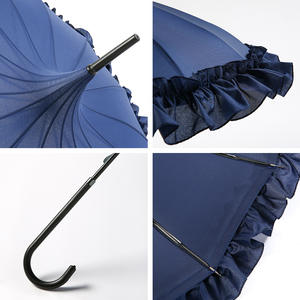 Parapluie droit manuel de conception européenne pour femmes avec long manche noir et blanc Goth <span class=keywords><strong>Parasol</strong></span> 190T Nylon Protection UV - Product Image 2