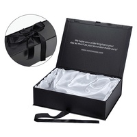 Caja de Regalo Magnética de Lujo en Blanco y Negro con Logotipo Personalizado, para Pelucas, Cepillos para el Cabello y Extensiones, con Forro de Satén