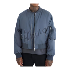 Custom Street Style Men's Winter Bomber Jacket Stand Collar 100% <b>Nylon</b> Waterproof Quick Dry Breathable Solid Color Plus Front - Product Image 1