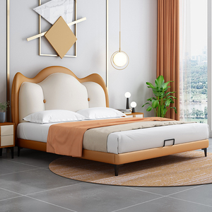 Dream Pink Girls Juego de dormitorio Cama doble de madera de lujo Cabecero en forma de corazón Cama tapizada Hoteles Villas Apartamentos Almacenes - Product Image 2