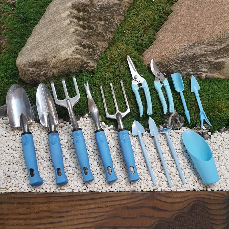 Kit de herramientas de jardín multifuncional de 13 piezas, juego de herramientas de jardín con mango de plástico