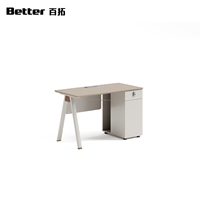 Escritorio de Oficina Individual Elegante con Cajón con Cerradura y Gabinete de Almacenamiento |   Escritorio Moderno para Computadora con Patas en Forma de A para Oficina en Casa