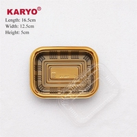 KARYO 807 Vente en gros Boîte de repas américaine personnalisée à emporter en plastique Boîte d'emballage de sushi jetable imprimée en or avec couvercle anti-buée