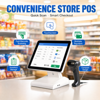 Kiosque de paiement en libre-service avec écran haute résolution de 15,6 pouces, imprimante thermique compatible USB et Bluetooth, prise en charge multilingue