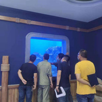 Aquarium commercial en acrylique pour salon professionnel, grand bac à poissons transparent avec panneau moulé durable à haute transparence