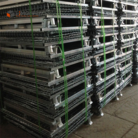 Conteneur de stockage industriel pliable en fil métallique, empilable, en acier, pour entrepôt, haute capacité de charge 800 kg, avec grille métallique
