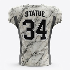 Conjunto de Uniforme de Fútbol Americano Personalizado Unisex, Cuello en V Acolchado, Manga Corta, Estampado Digital con Diseño de Mármol, 100% Poliéster - Product Image 5