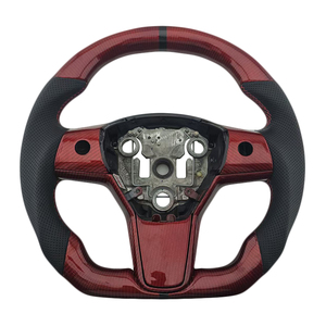 หนังคาร์บอนไฟเบอร์เจาะรูคุณภาพสูง ขายดี สำหรับพวงมาลัยรถยนต์เทสล่า รุ่น 3 และรุ่น Y - Product Image 1