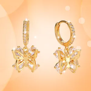 Wholesale Fashion Jewelry Earrings Butterfly Hoop Earrings 5A Zircon Custom Hoop Earrings